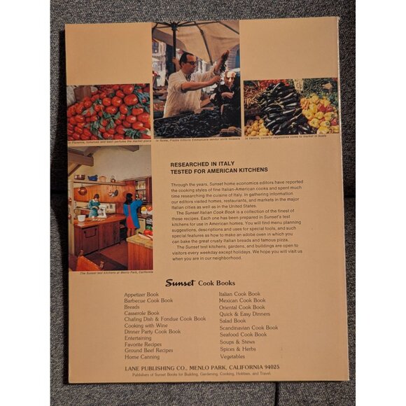 Sunset Italian Cook Book Paperback 1970 Vintage Cooking Recipes Tested For Ameri - Picture 2 of 2